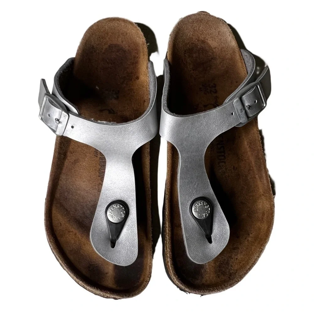 Birkenstock Silver Kids Gizeh Sandals size 32